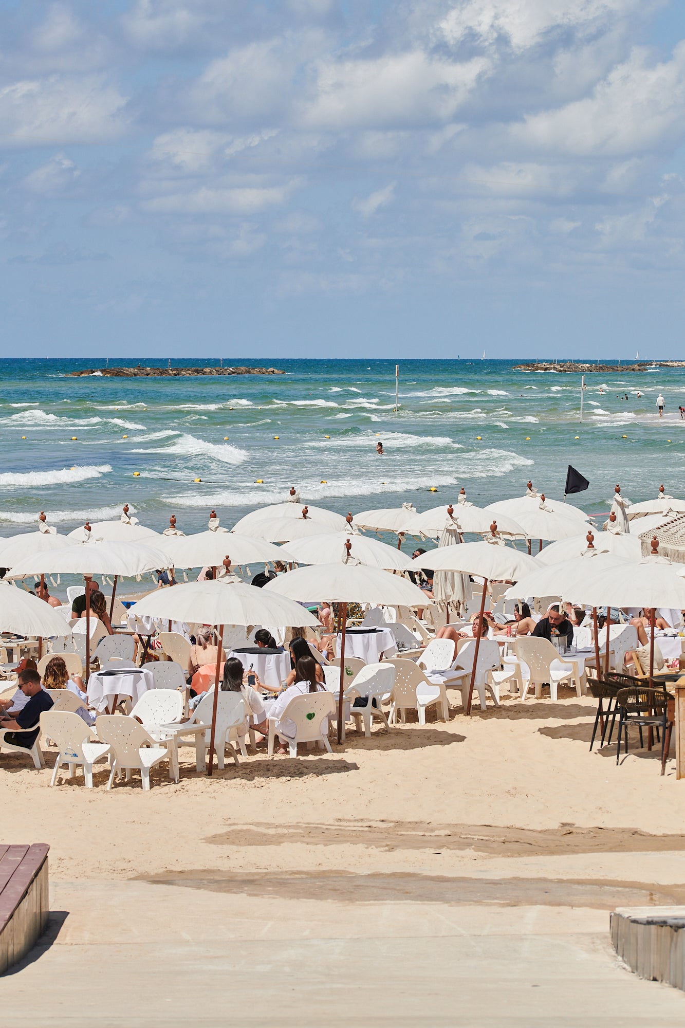 White Umbrellas on the Beach