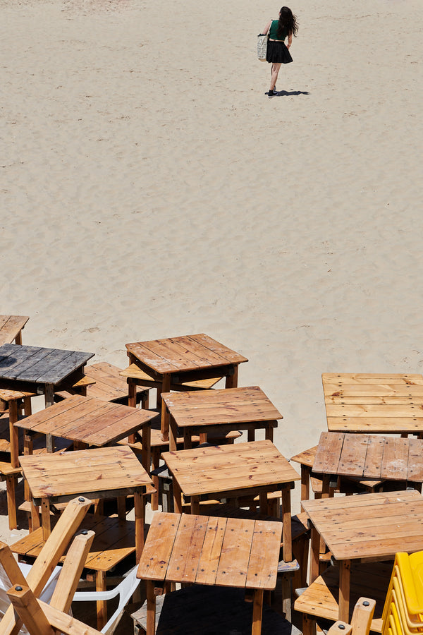 Wooden Tables on the Beach